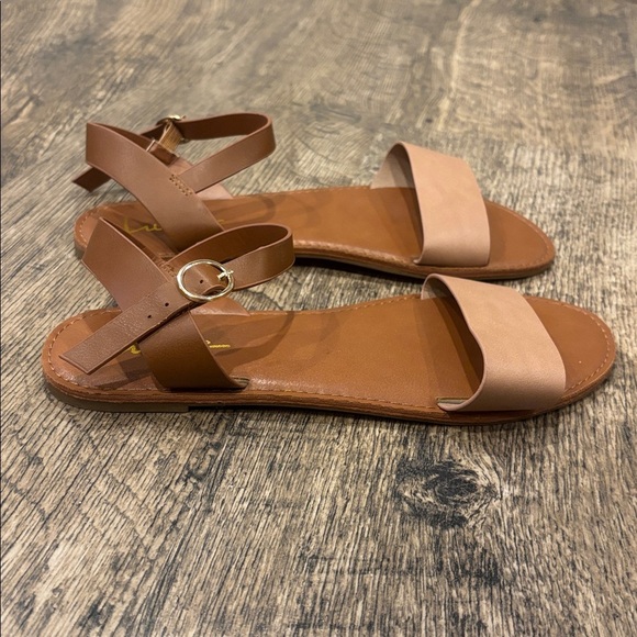 Lulu's Tan and Brown Ankle Strap Sandals - Picture 3 of 4
